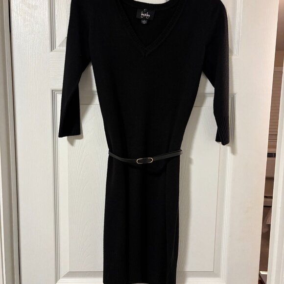 By & By Black Sweater Dress with belt and scarf-Juniors size small - Picture 3 of 5